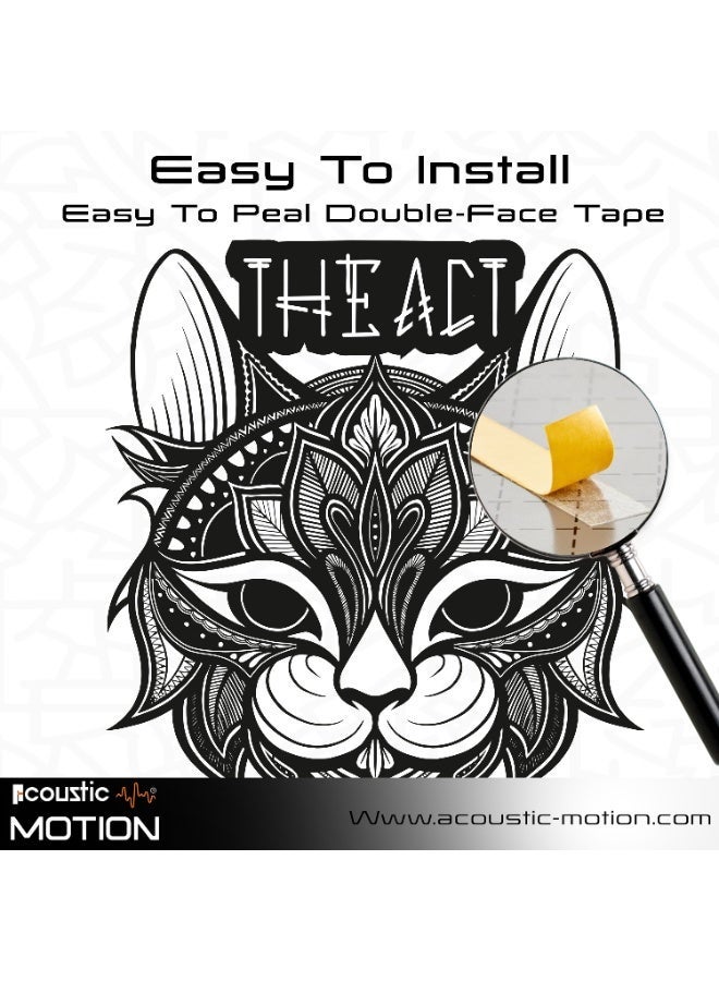 أكويستك موشان لوحات جدارية خشبية من خشب MDF من ACOUSTIC MOTION®، تصميم THE ACT مع شريط لاصق مزدوج الوجه، لوحة جدارية سوداء عصرية للمنزل، غرفة المعيشة، غرفة النوم، المكتب والفندق، 50×50×0.5 سم، طقم من قطعتين - Image 3
